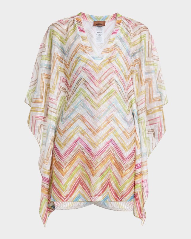 Multicolor Chevron Short Caftan Coverup